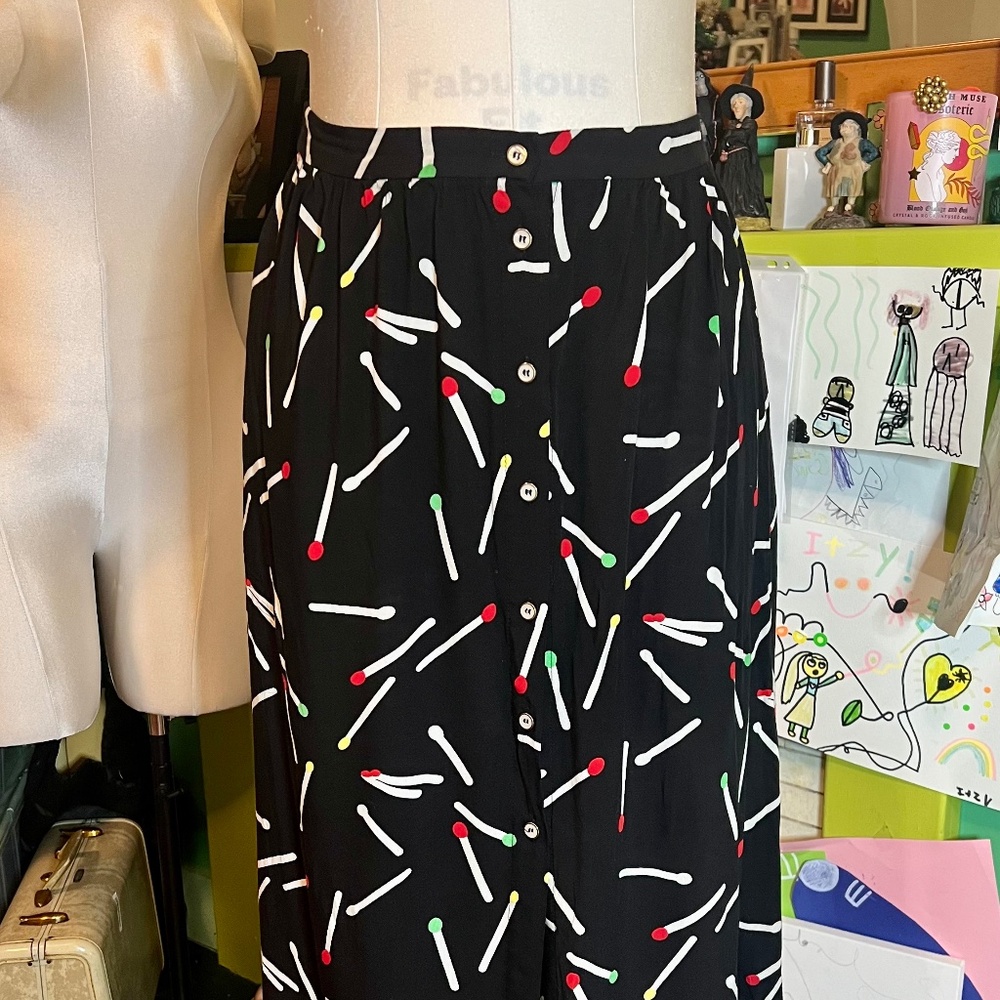 Louche London 1940s Matchstick Print Skirt